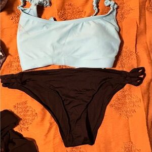 Light Blue and Black Bikini Set